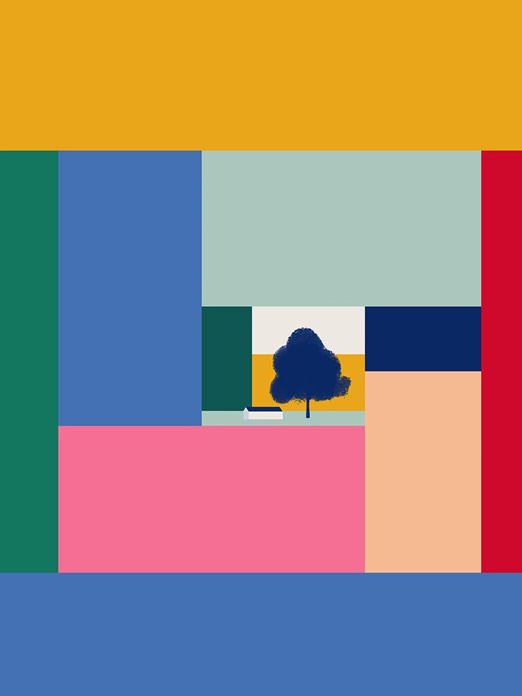 Barn In Color Blocks art print by Little Dean for $57.95 CAD