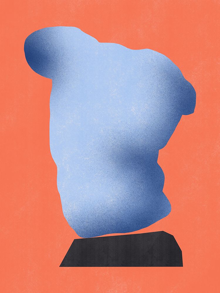 Stone Sculpture In Soft Blue art print by Little Dean for $57.95 CAD