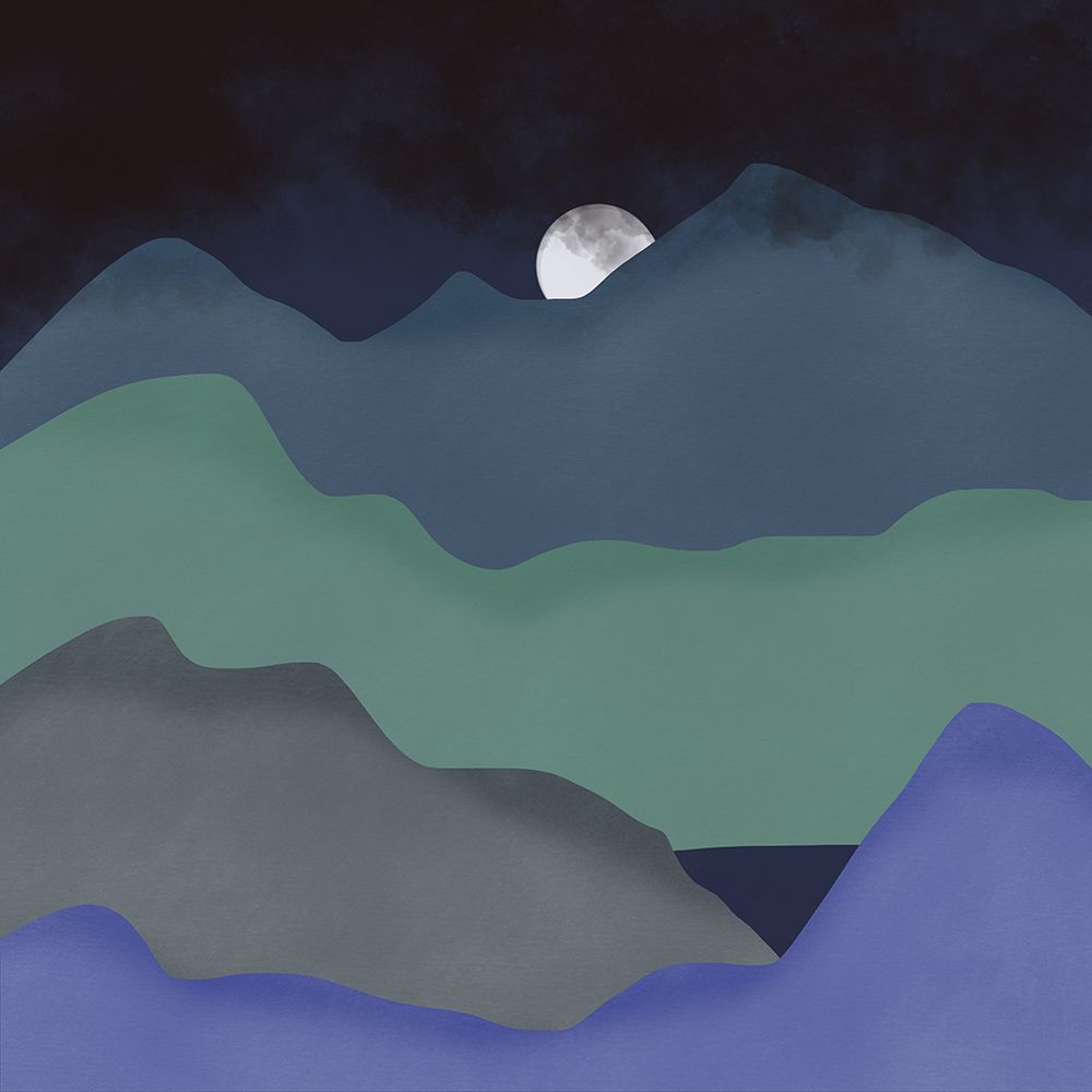 Moonlight Minimal Mountain art print by Little Dean for $57.95 CAD
