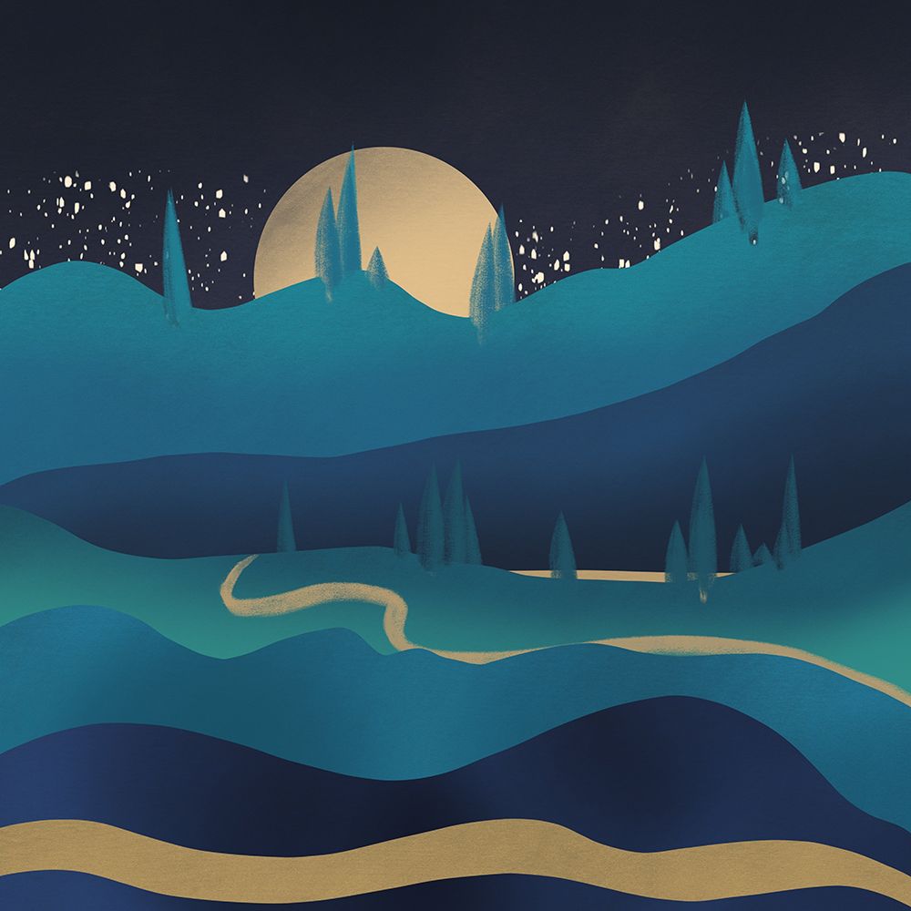 Moutain Road Under the Moonlight art print by Little Dean for $57.95 CAD