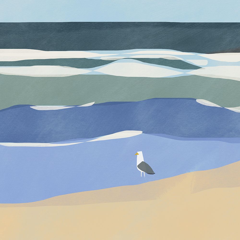Seagull and Waves art print by Little Dean for $57.95 CAD