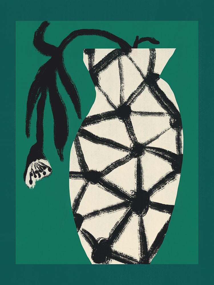 Hexagon Vase In Green art print by Little Dean for $57.95 CAD