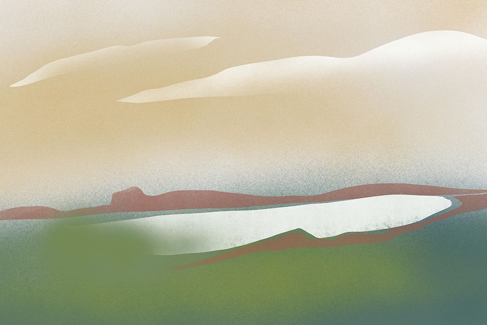 Meadow and lake art print by Little Dean for $57.95 CAD