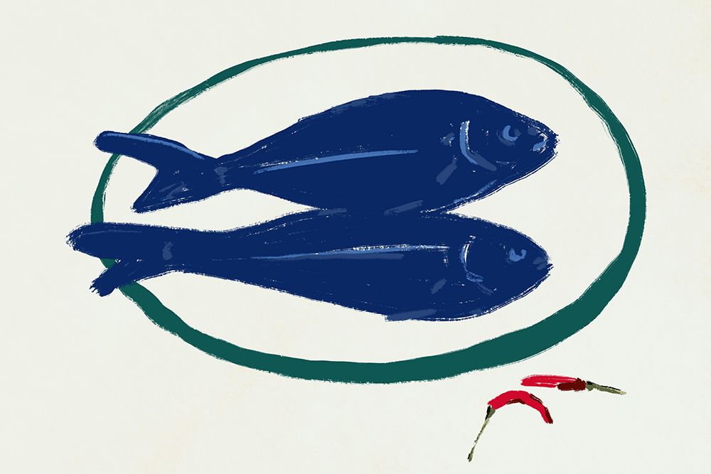 Blue Fishes Still Life art print by Little Dean for $57.95 CAD