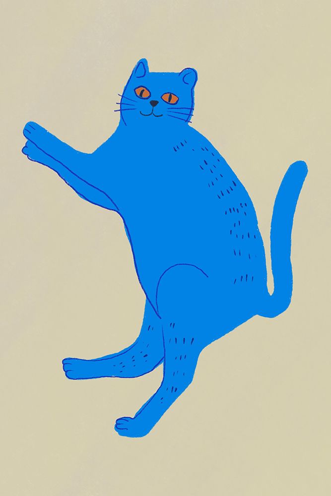 Blue Cat art print by Little Dean for $57.95 CAD