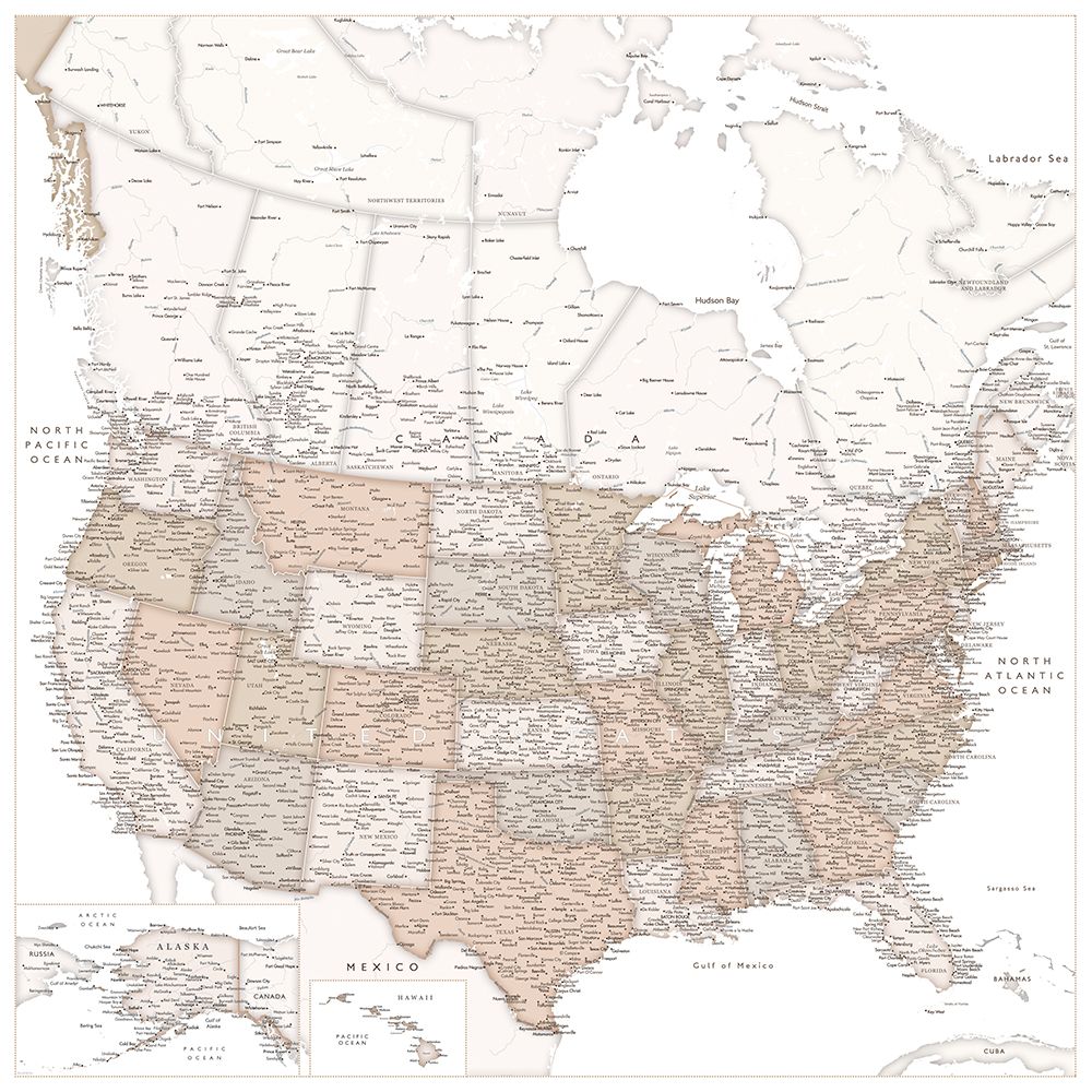 Highly Detailed Map Of The United States, Louie art print by Rosana Laiz Blursbyai for $57.95 CAD