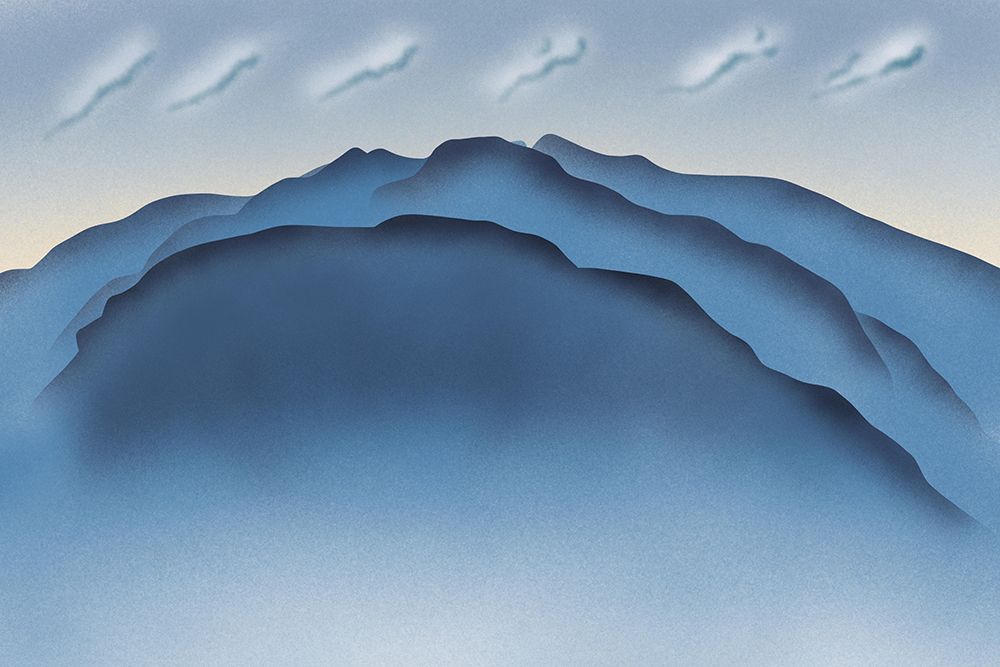 Blue mountains art print by Little Dean for $57.95 CAD