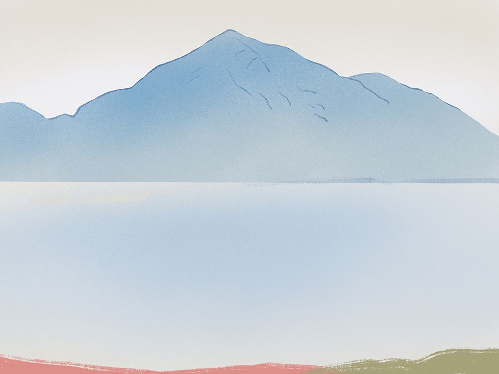 Pale blue moutain art print by Little Dean for $57.95 CAD