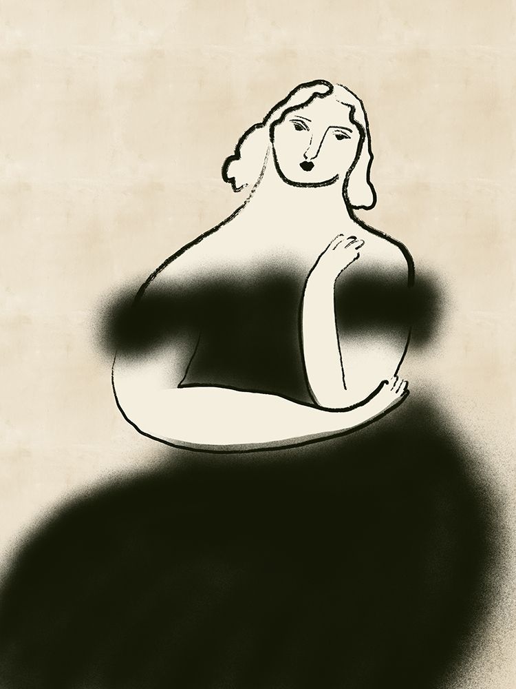 Muse In Black Dress art print by Little Dean for $57.95 CAD