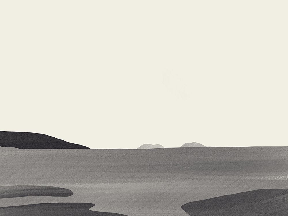 Minimal beach scenery in gray art print by Little Dean for $57.95 CAD
