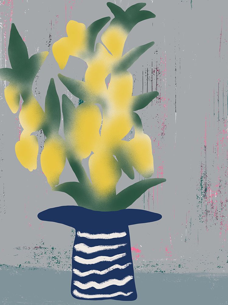 Lemon yellow flower still life art print by Little Dean for $57.95 CAD
