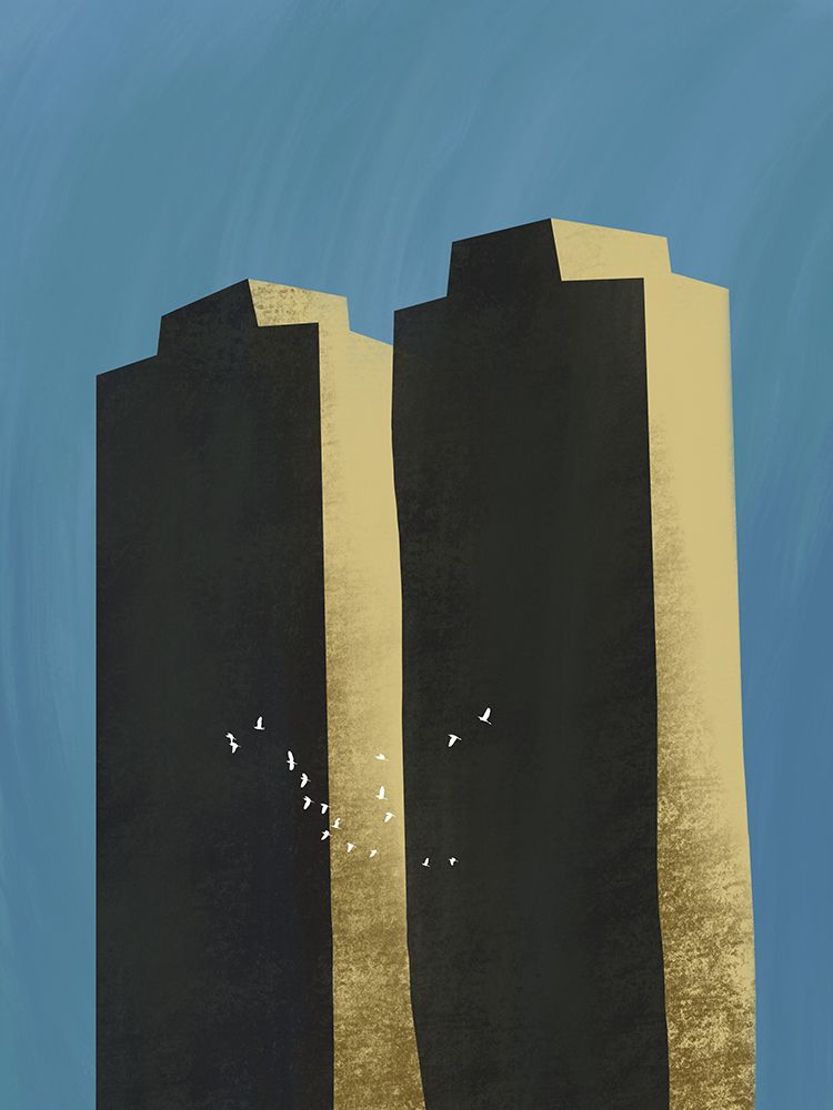 Concrete jungle migrating flock art print by Little Dean for $57.95 CAD