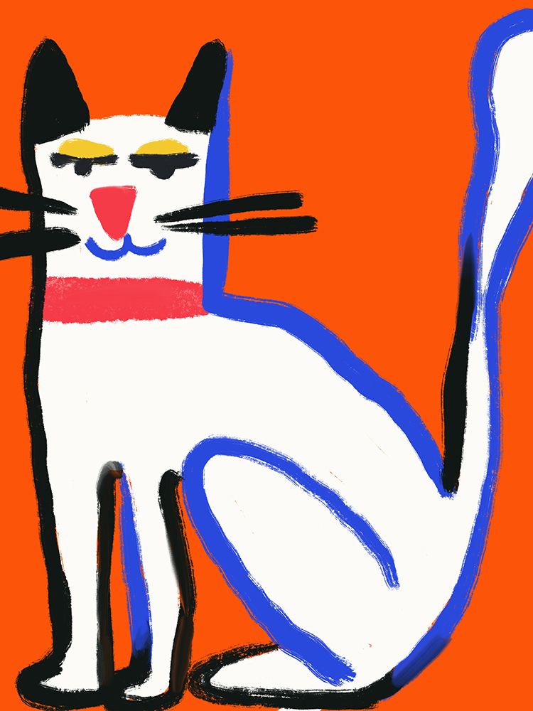 Blue cat art print by Little Dean for $57.95 CAD