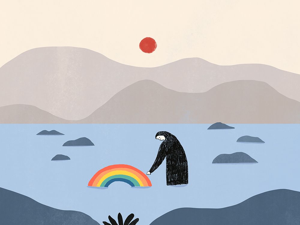 Be with rainbow art print by Little Dean for $57.95 CAD