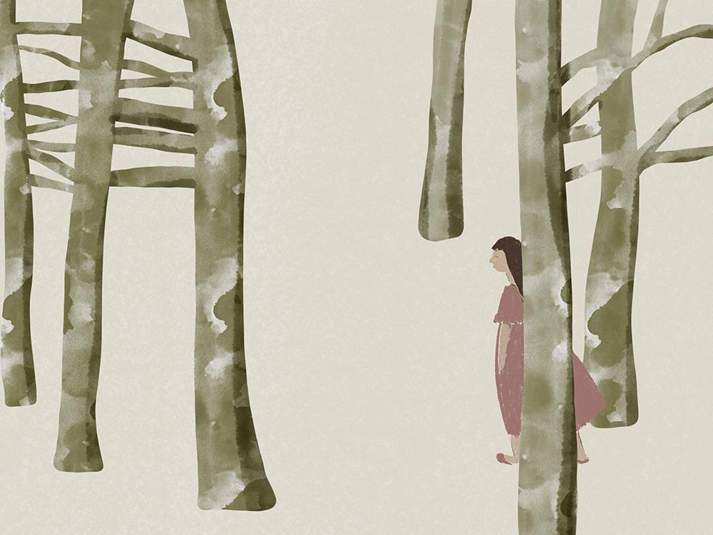 The girl in pyjamas wandering in the woods art print by Little Dean for $57.95 CAD