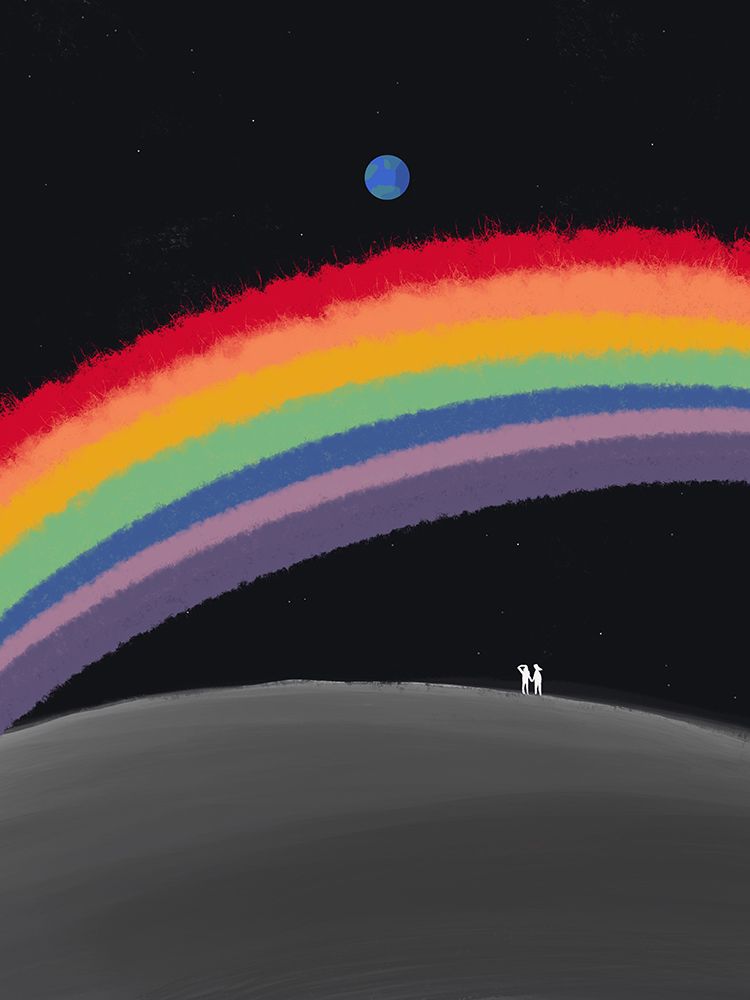 Rainbow over the galaxy art print by Little Dean for $57.95 CAD
