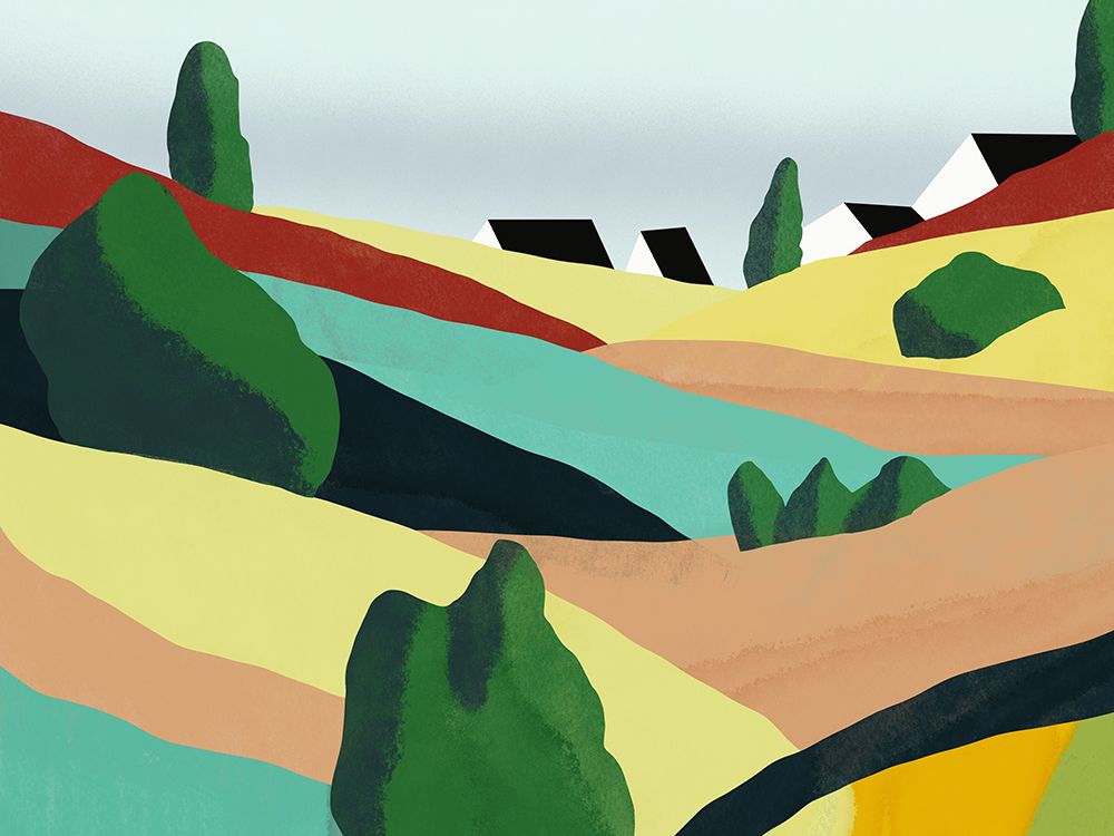 Little color rolling hills art print by Little Dean for $57.95 CAD