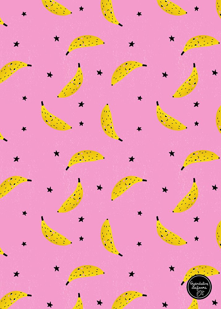 Banana Pattern art print by Gwendoline Lefeuvre for $57.95 CAD