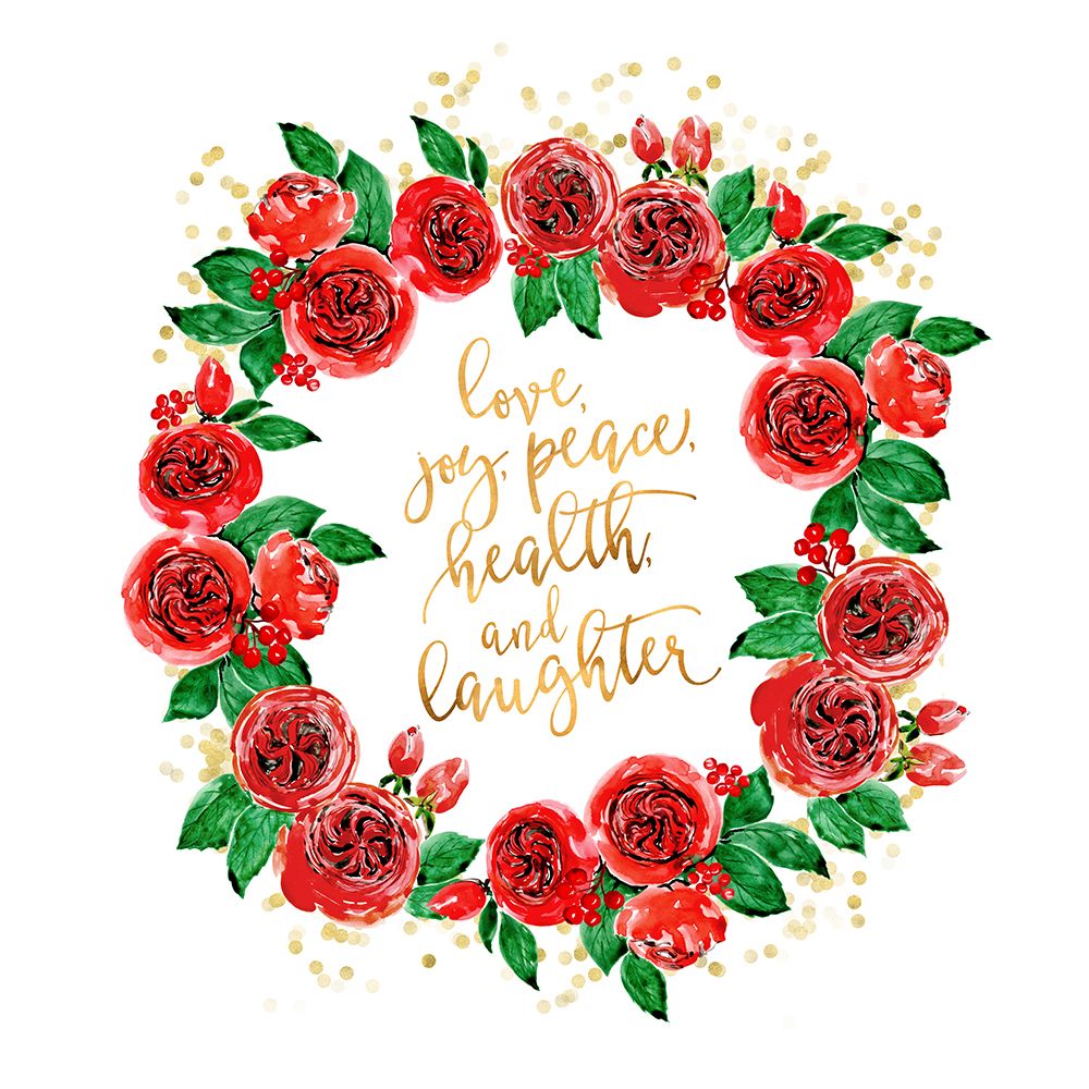 Holiday wishes wreath of red English roses art print by Rosana Laiz Blursbyai for $57.95 CAD