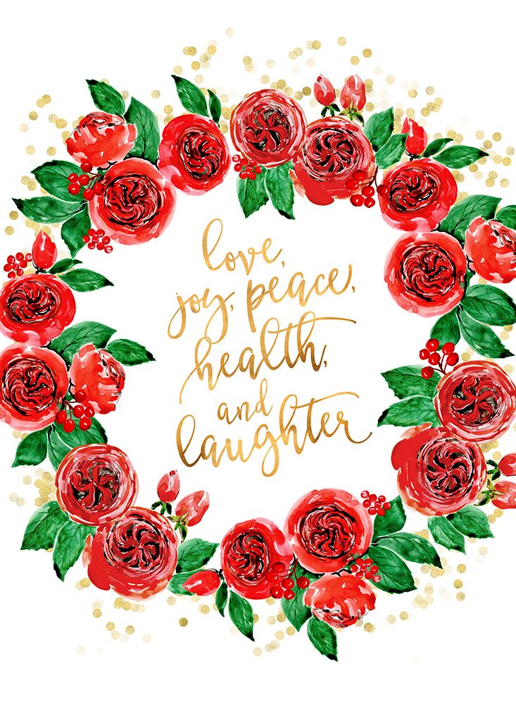 Holiday wishes wreath of red English roses art print by Rosana Laiz Blursbyai for $57.95 CAD