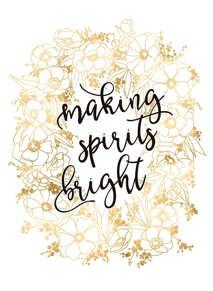 Making Spirits Bright With Gold Flowers art print by Rosana Laiz Blursbyai for $57.95 CAD