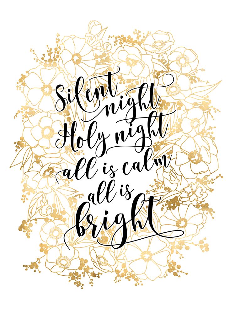 Silent Night With Gold Flowers art print by Rosana Laiz Blursbyai for $57.95 CAD