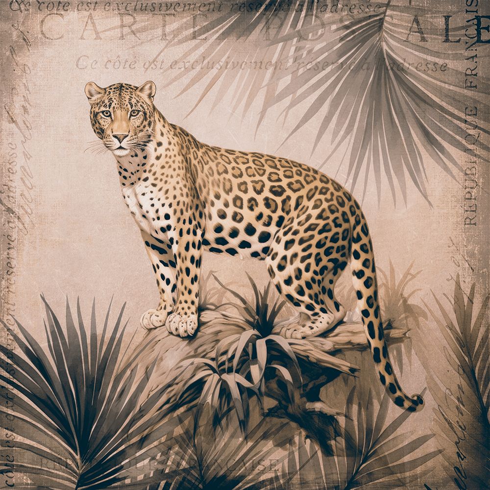 Cheetahs Tropical Jungle Monochrome art print by Andrea Haase for $57.95 CAD