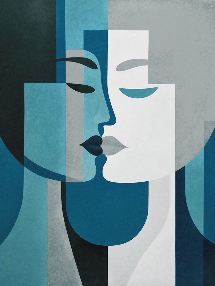 Kiss Me Teal Grey art print by Andrea Haase for $57.95 CAD