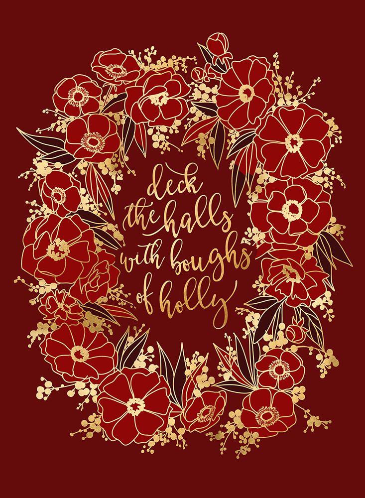 Deck the halls - red art print by Rosana Laiz Blursbyai for $57.95 CAD
