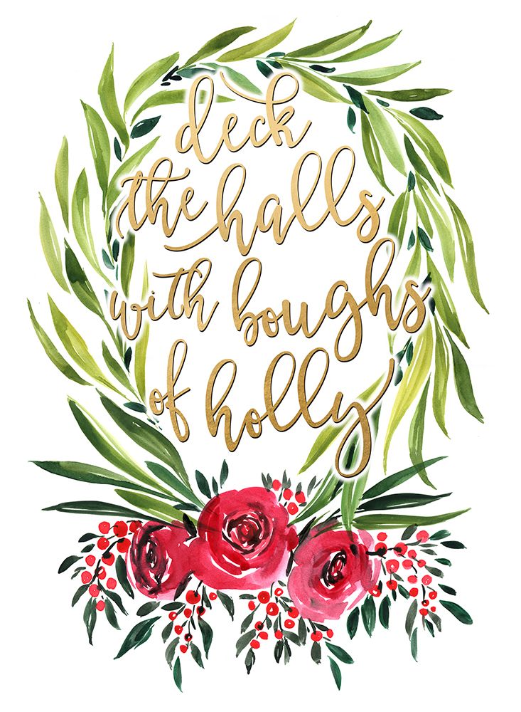 Floral wreath deck the halls art print by Rosana Laiz Blursbyai for $57.95 CAD