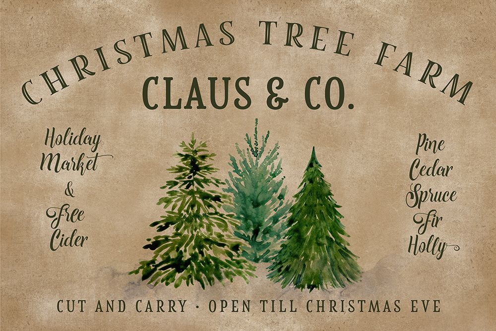 Vintage Christmas tree farm (1) art print by Rosana Laiz Blursbyai for $57.95 CAD