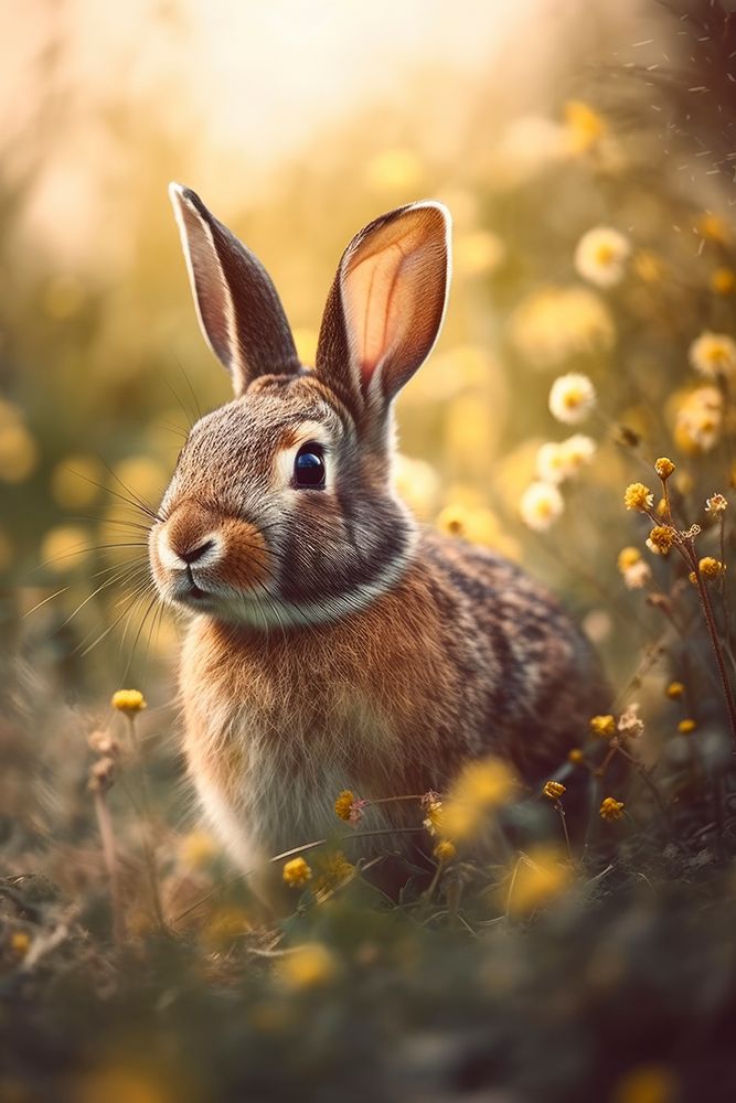 Bunny in Flower Field art print by Treechild for $57.95 CAD