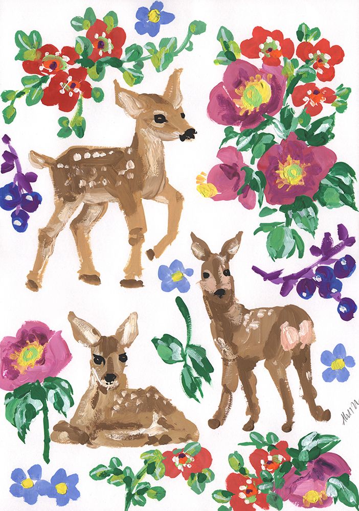 Winter Deer, Rainbow art print by Ania Zwara for $57.95 CAD