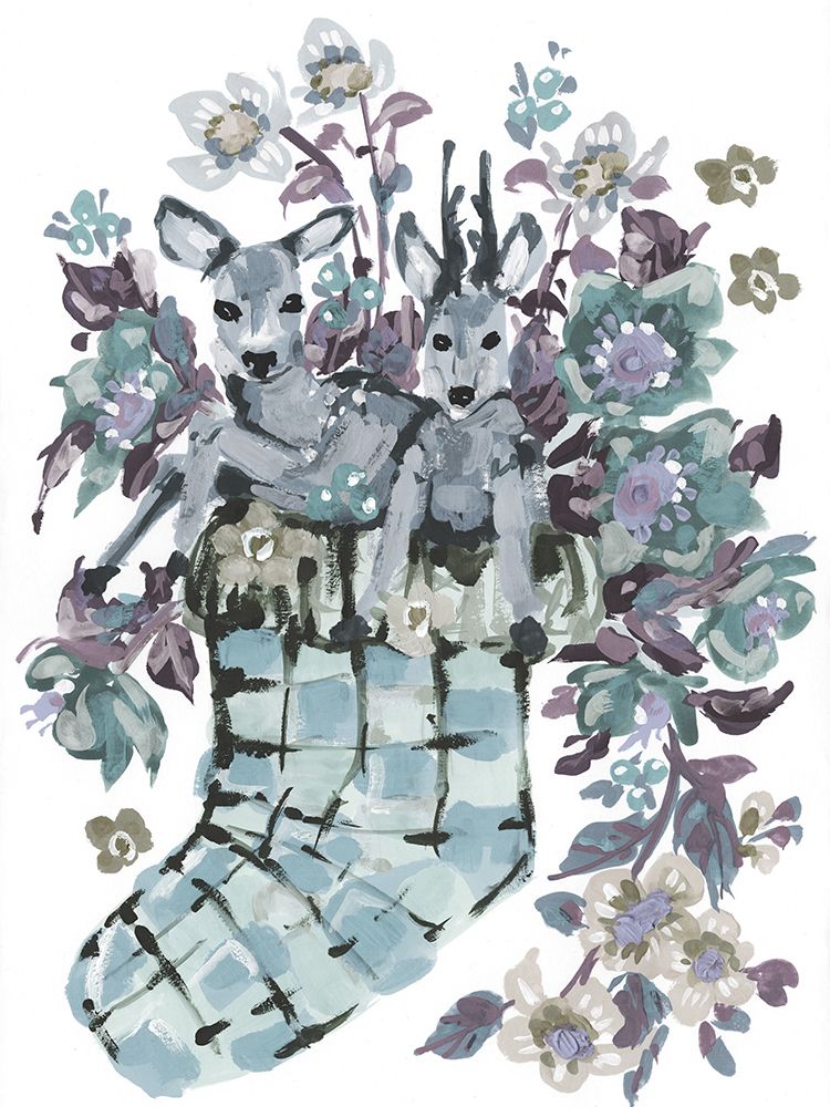 Deer In Stocking Frosty art print by Ania Zwara for $57.95 CAD