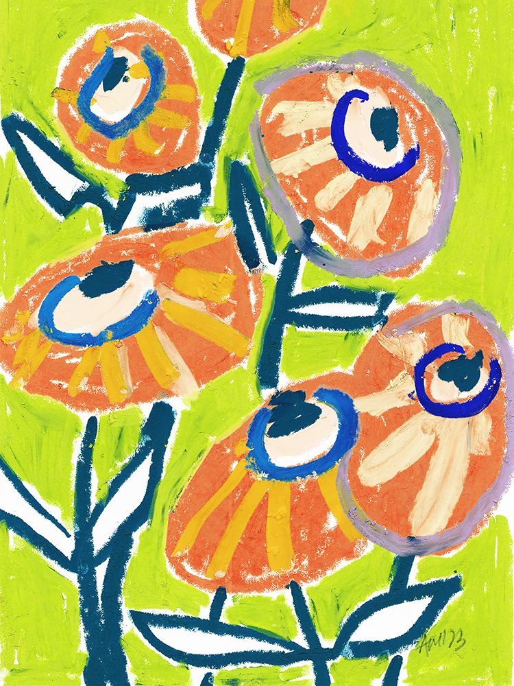 Dahlias Orange art print by Ania Zwara for $57.95 CAD