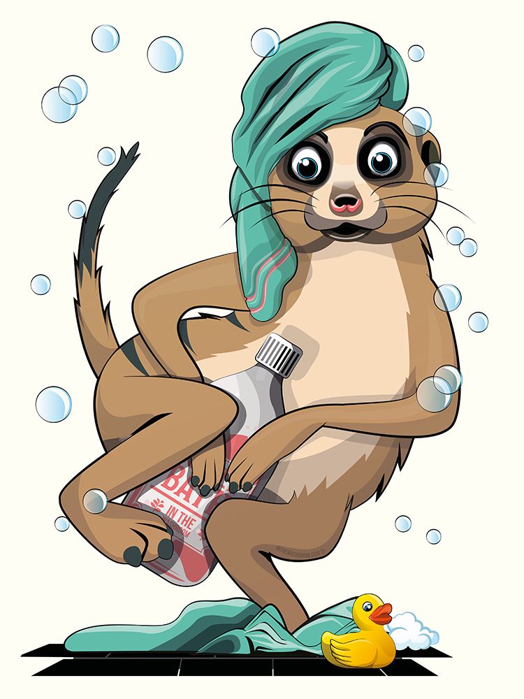 18x24 Inch Meerkat Naked art print by In The Washroom for $57.95 CAD