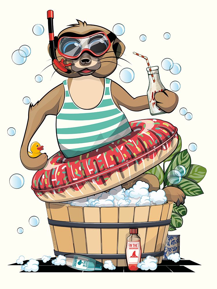 18x24 Inch Meerkat In Foot Bath art print by In The Washroom for $57.95 CAD