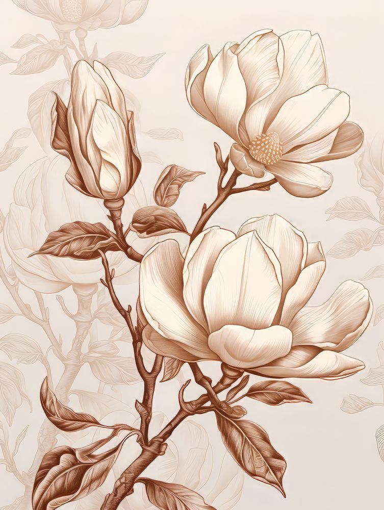 Beige Flowers 1 art print by Bilge Paksoylu for $57.95 CAD