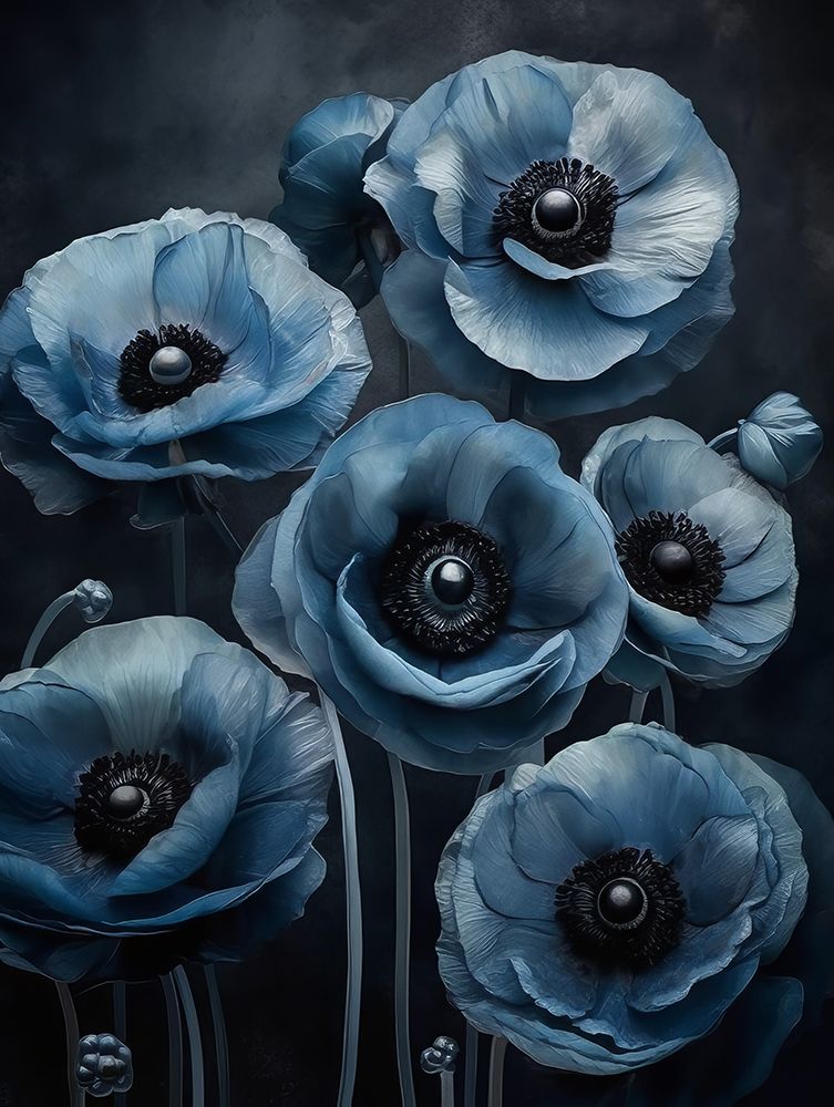 Blue Flowers 3 art print by Bilge Paksoylu for $57.95 CAD