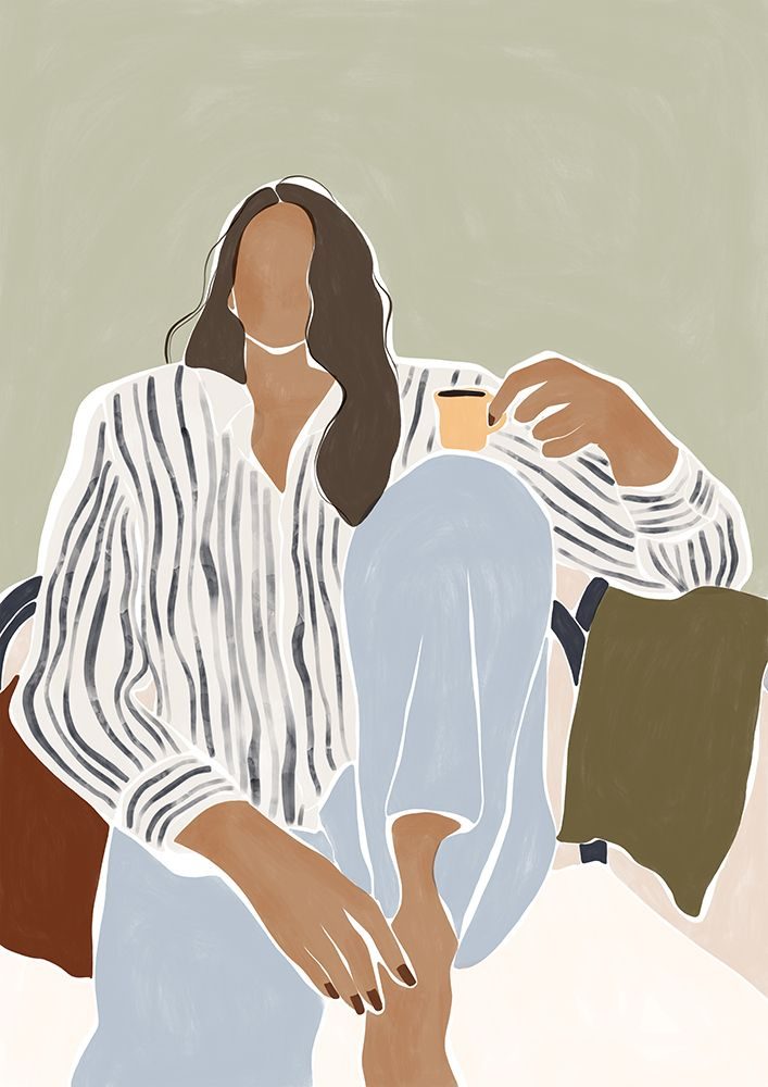 Woman Enjoying A Cup Of Espresso art print by Ivy Green Illustrations for $57.95 CAD