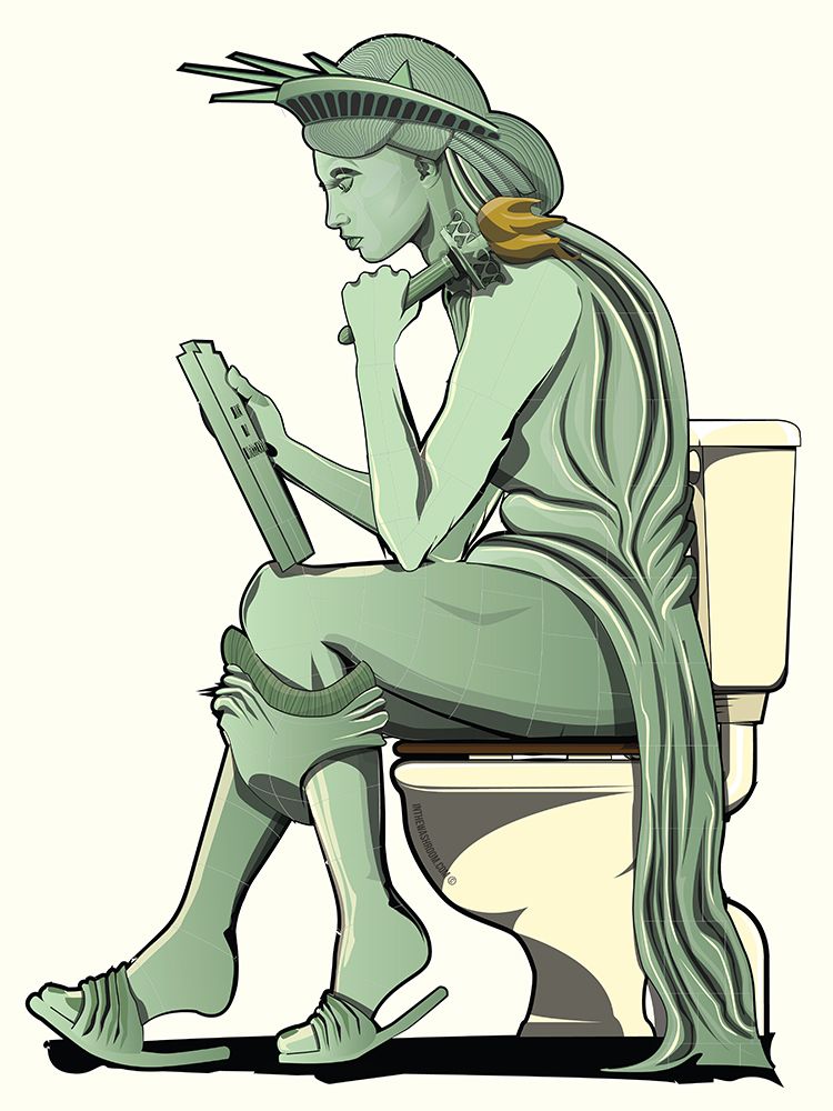 Statue of Liberty On the Toilet art print by In The Washroom for $57.95 CAD