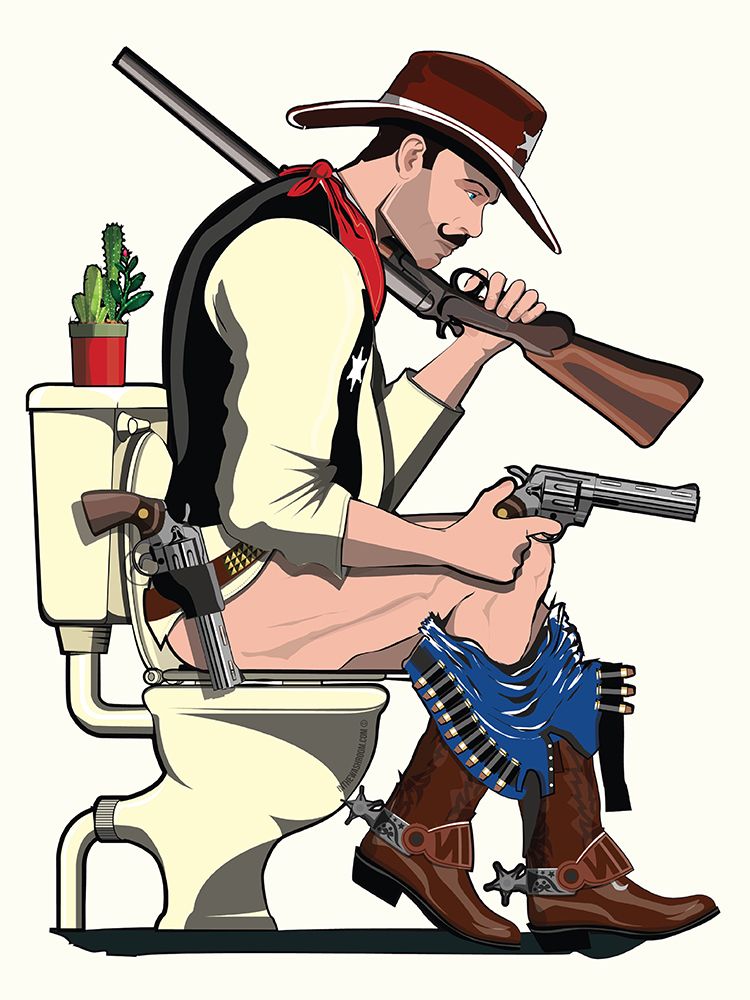 Cowboy On the Toilet art print by In The Washroom for $57.95 CAD