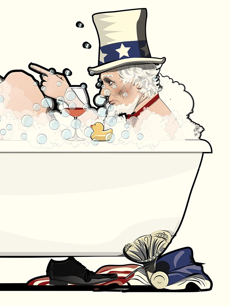 Uncle Sam In the Bath art print by In The Washroom for $57.95 CAD