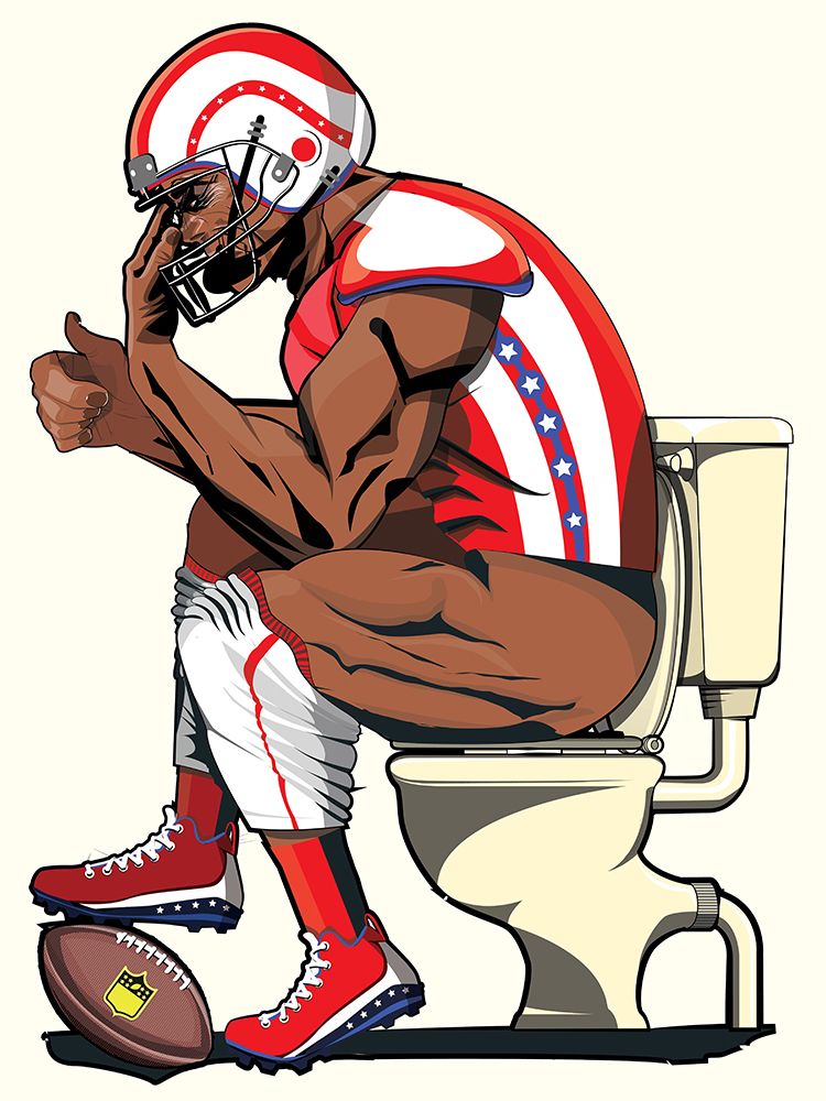 American Footballer On the Toilet art print by In The Washroom for $57.95 CAD