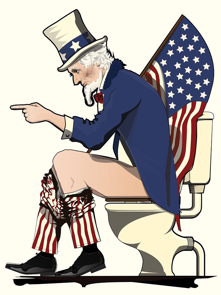 Uncle Sam On the Toilet art print by In The Washroom for $57.95 CAD
