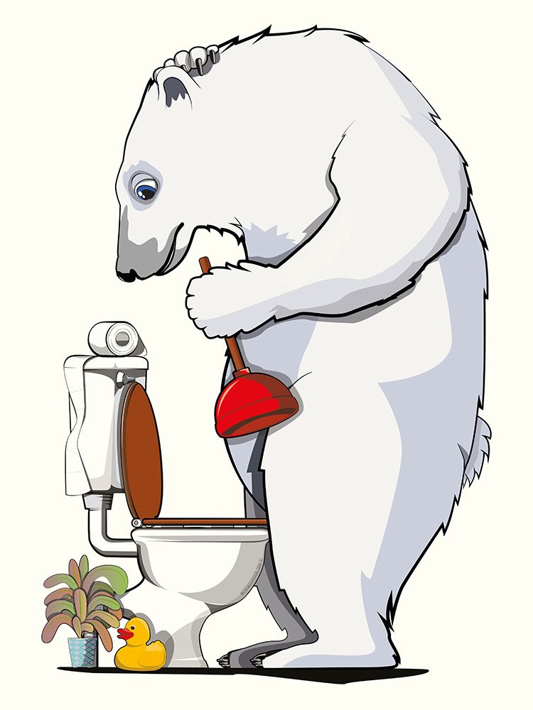 Polar Bear Unblocking Toilet art print by In The Washroom for $57.95 CAD
