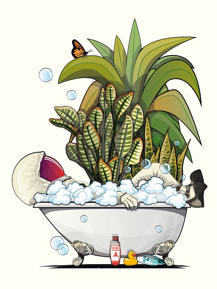 Space Astronaut Relaxing In Bath art print by In The Washroom for $57.95 CAD
