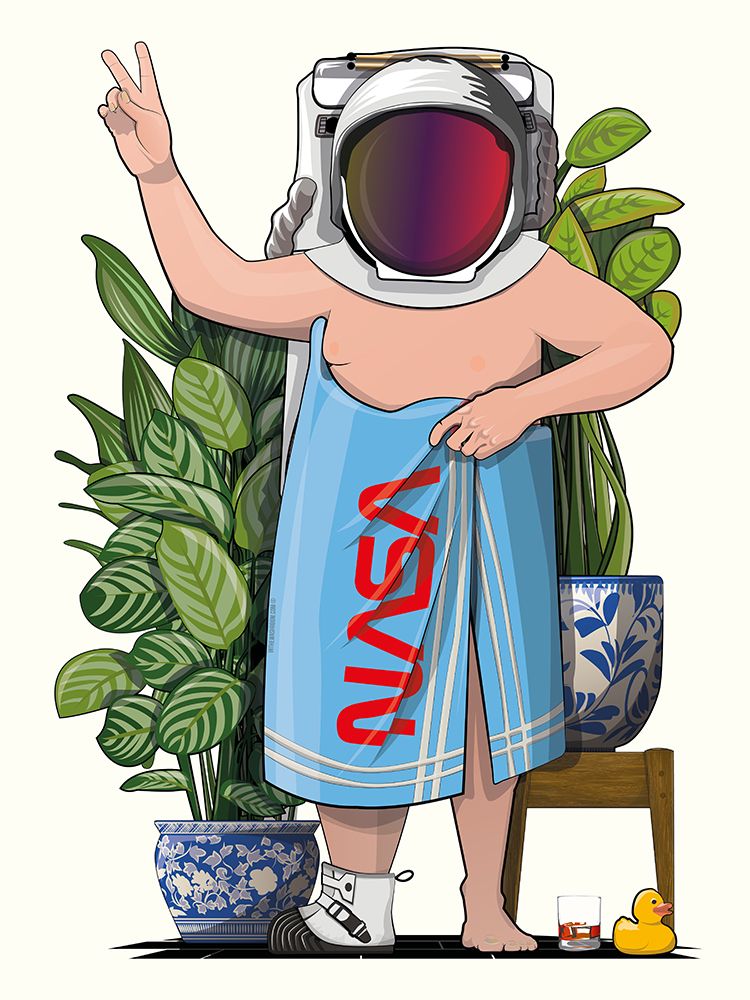 Nasa Astronaut In Bath Towel art print by In The Washroom for $57.95 CAD