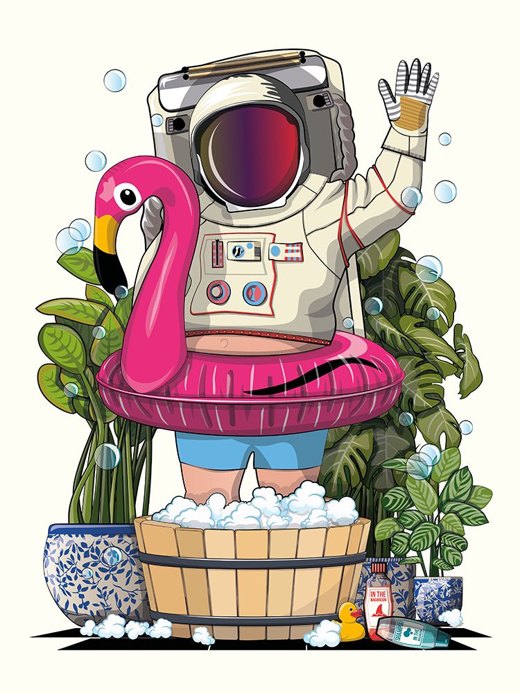 Space Astronaut In Foot Bath art print by In The Washroom for $57.95 CAD