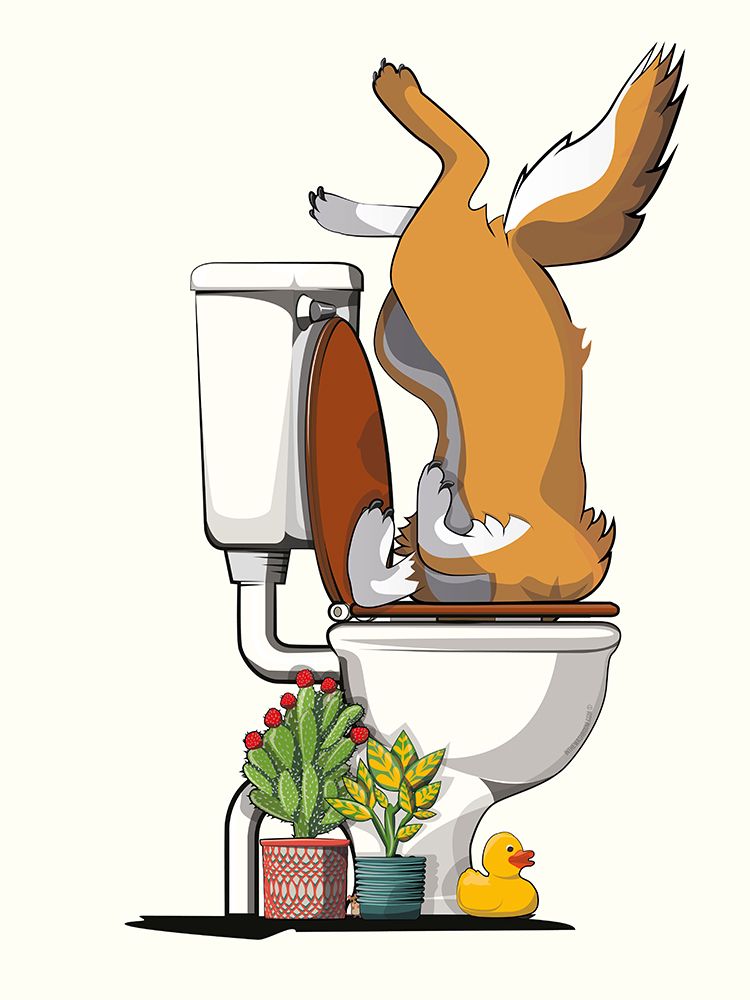 Australian Dingo In the Toilet art print by In The Washroom for $57.95 CAD